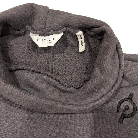 Peloton Logo Funnel Neck Pullover Oversized Sweatshirt Size L Gray - Picture 5 of 9
